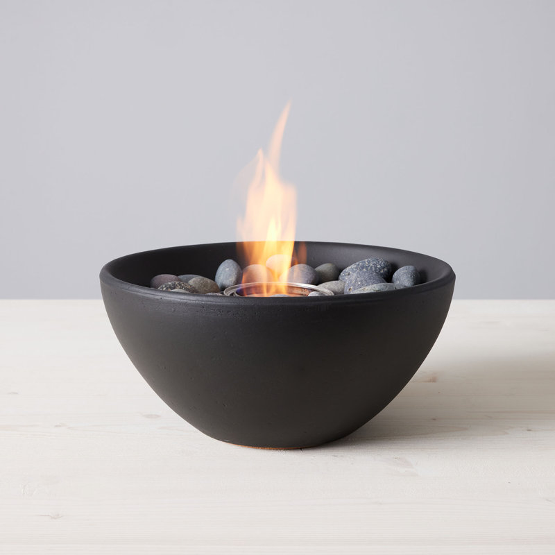 TerraFlame Basin Concrete Table Top Gel Fuel Fire Bowl Indoor and